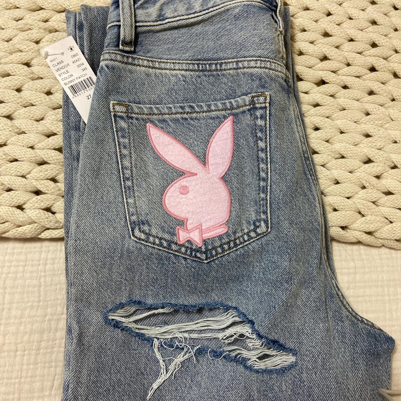 Playboy bunny jeans with pink patch on but and...