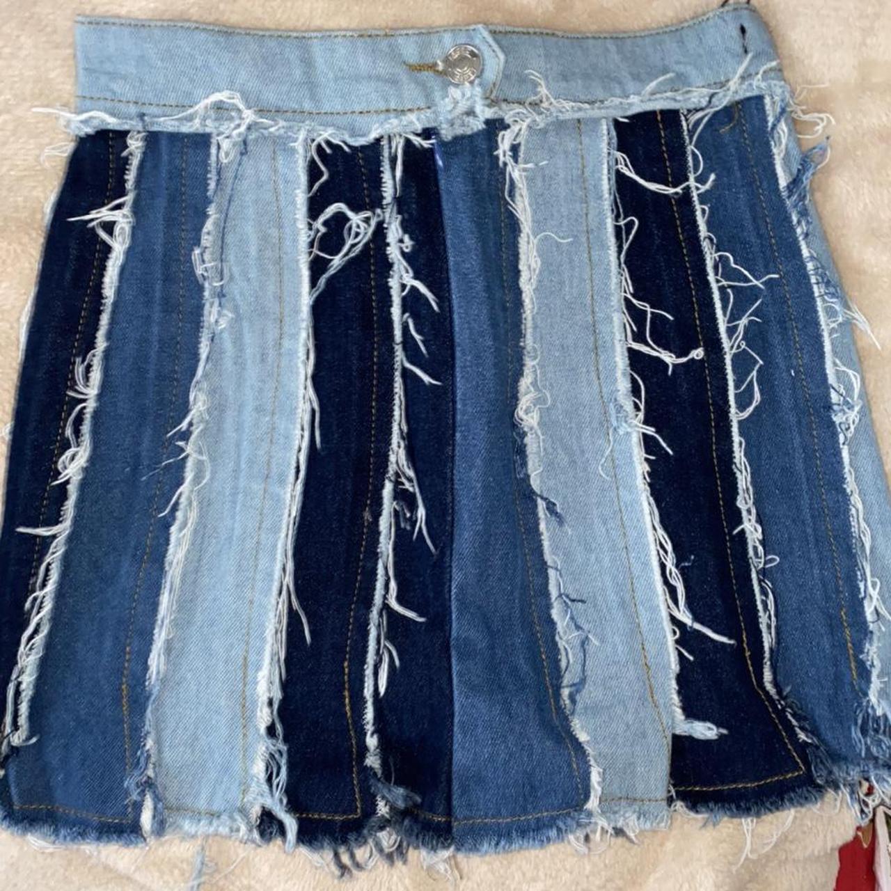 Jaded London blue denim patchwork skirt. Never worn... - Depop