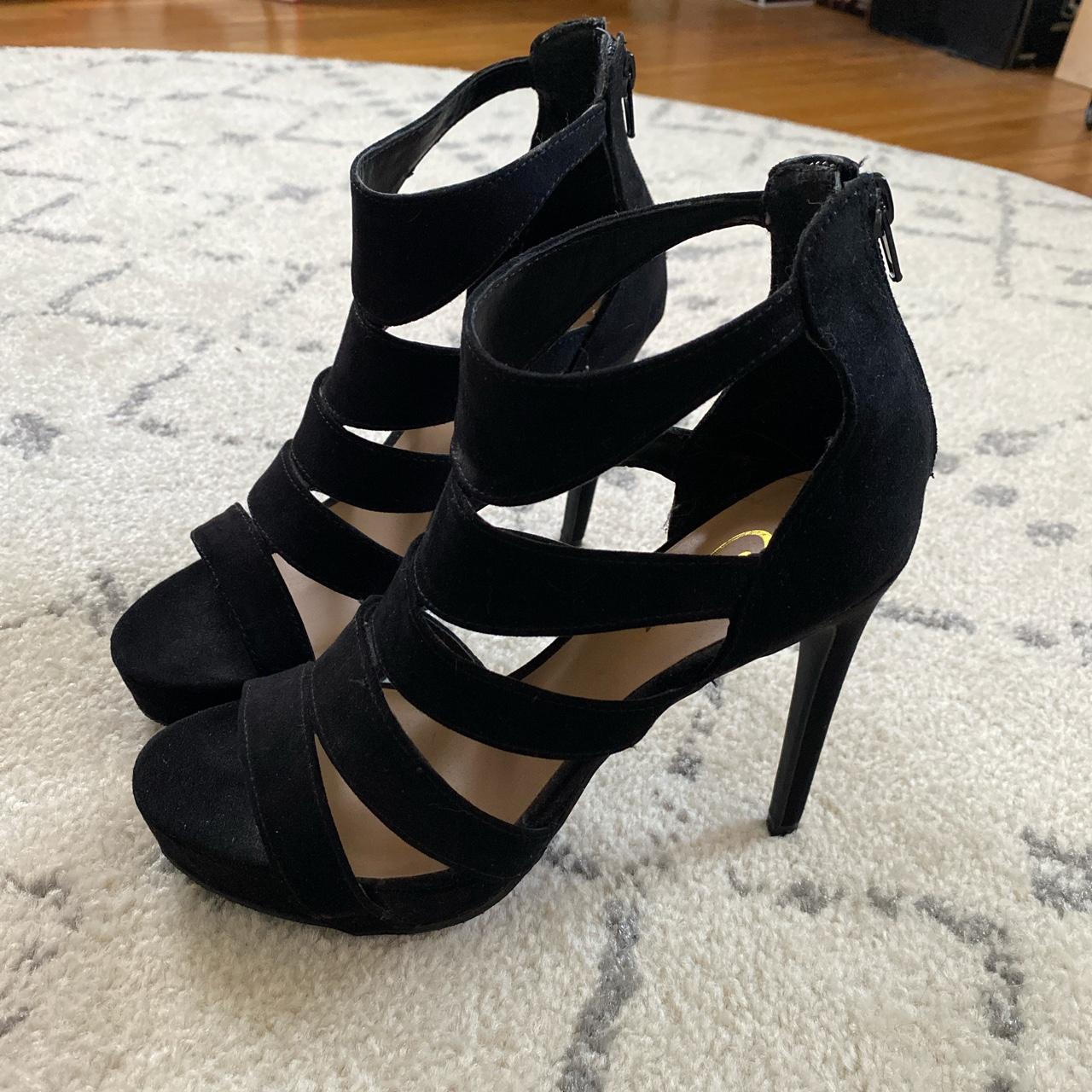 Black strappy Candie’s cocktail heals Soft suede... - Depop