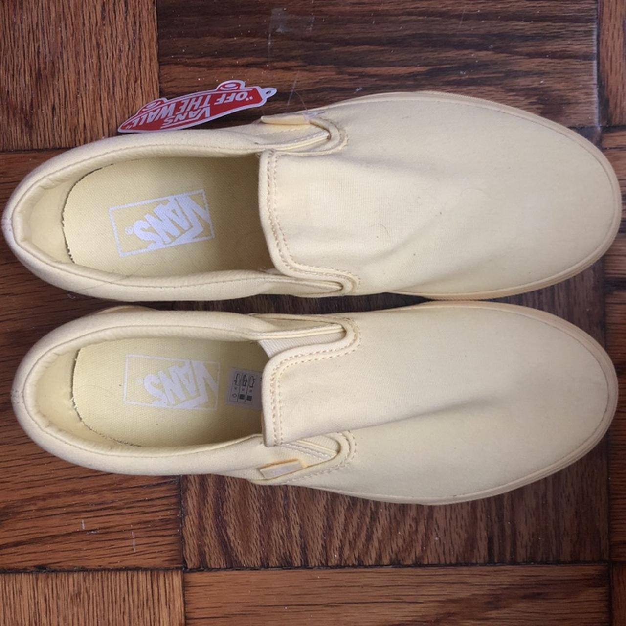 vans light yellow slip ons