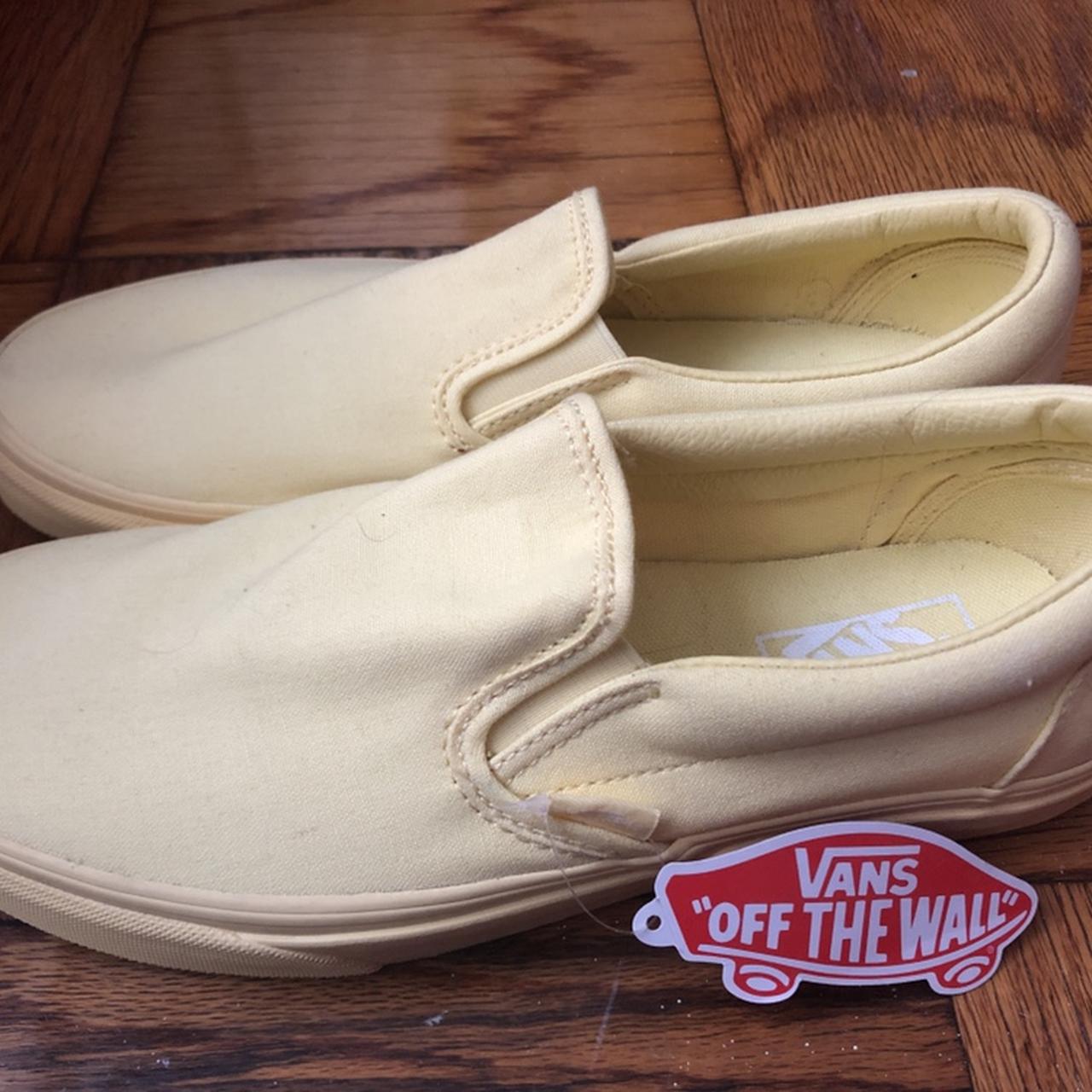 Brand New Pale / Pastel / Light Yellow Vans Slip Ons... - Depop