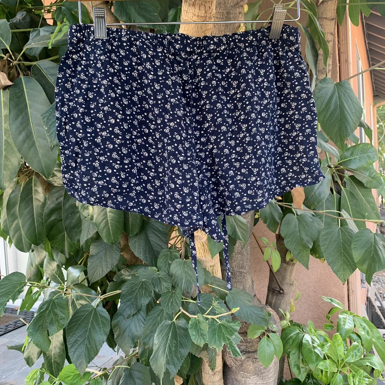 Brandy Melville John Galt Navy Blue Shorts With... - Depop