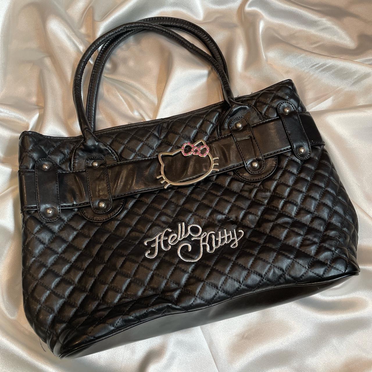 Black faux leather quilted hello kitty tote bag! So... Depop