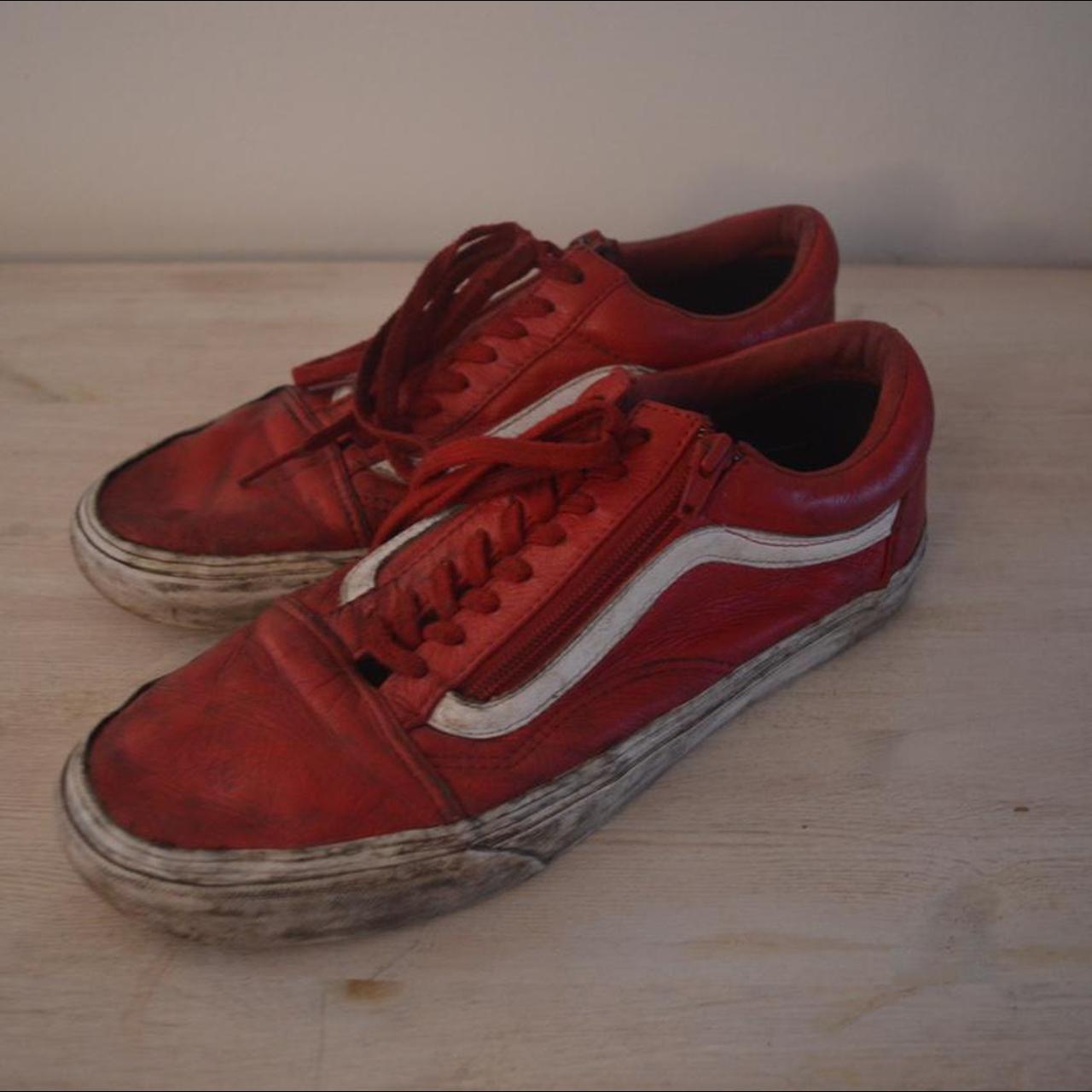 vans old skool red leather