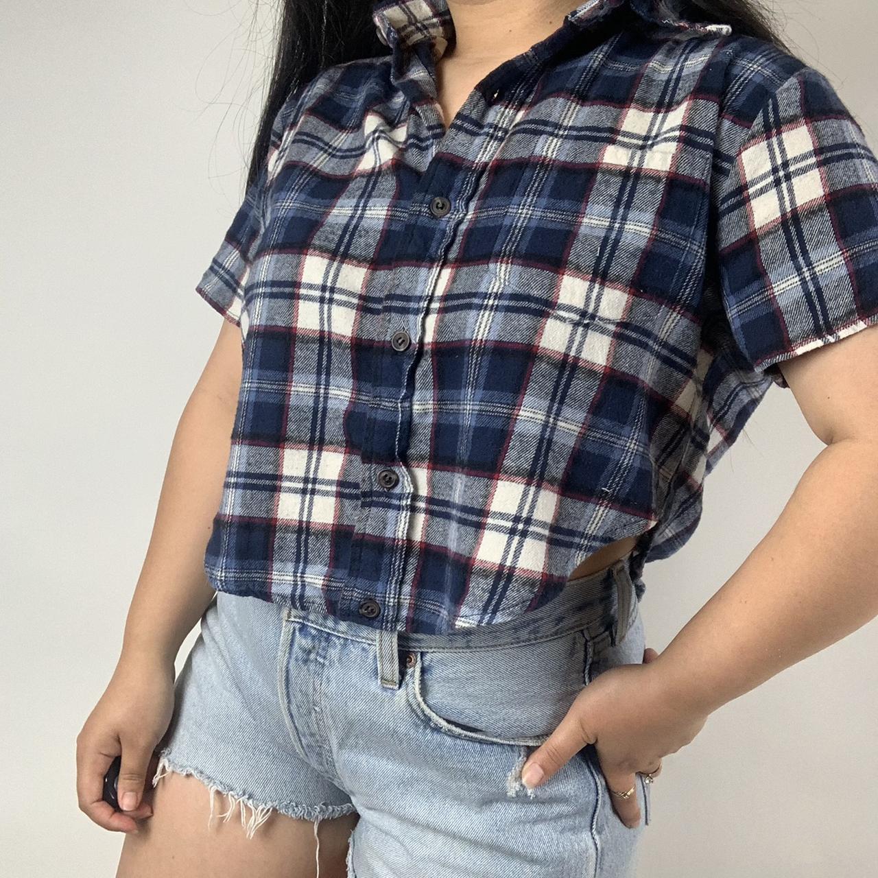 Brandy Melville plaid flannel crop top Button down... Depop