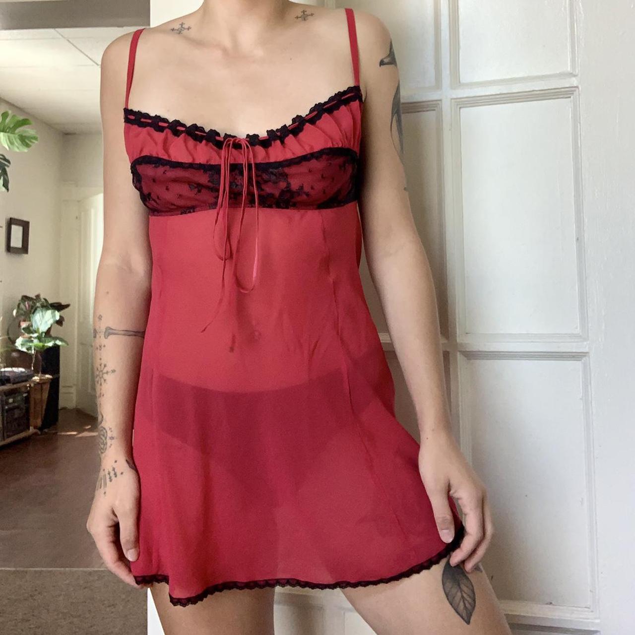 Rare Victorias Secret Silk Red And Black Milkmaid Depop