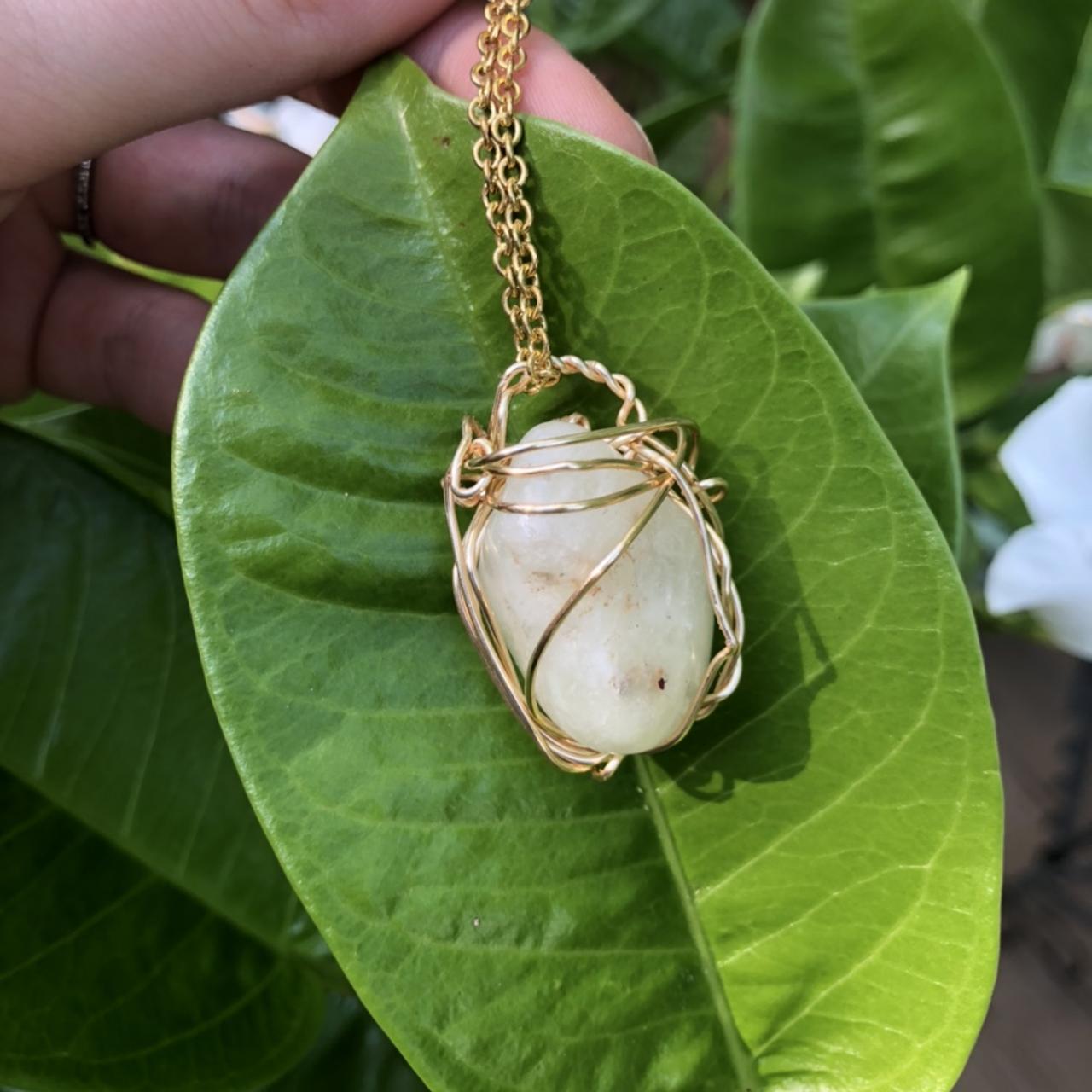 Beautiful brimstone wrapped necklace. This stone is... Depop