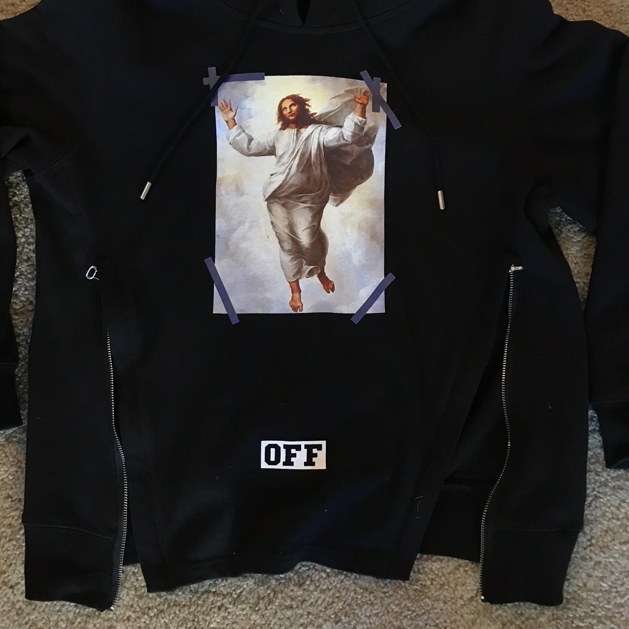 Off white sales jesus hoodie