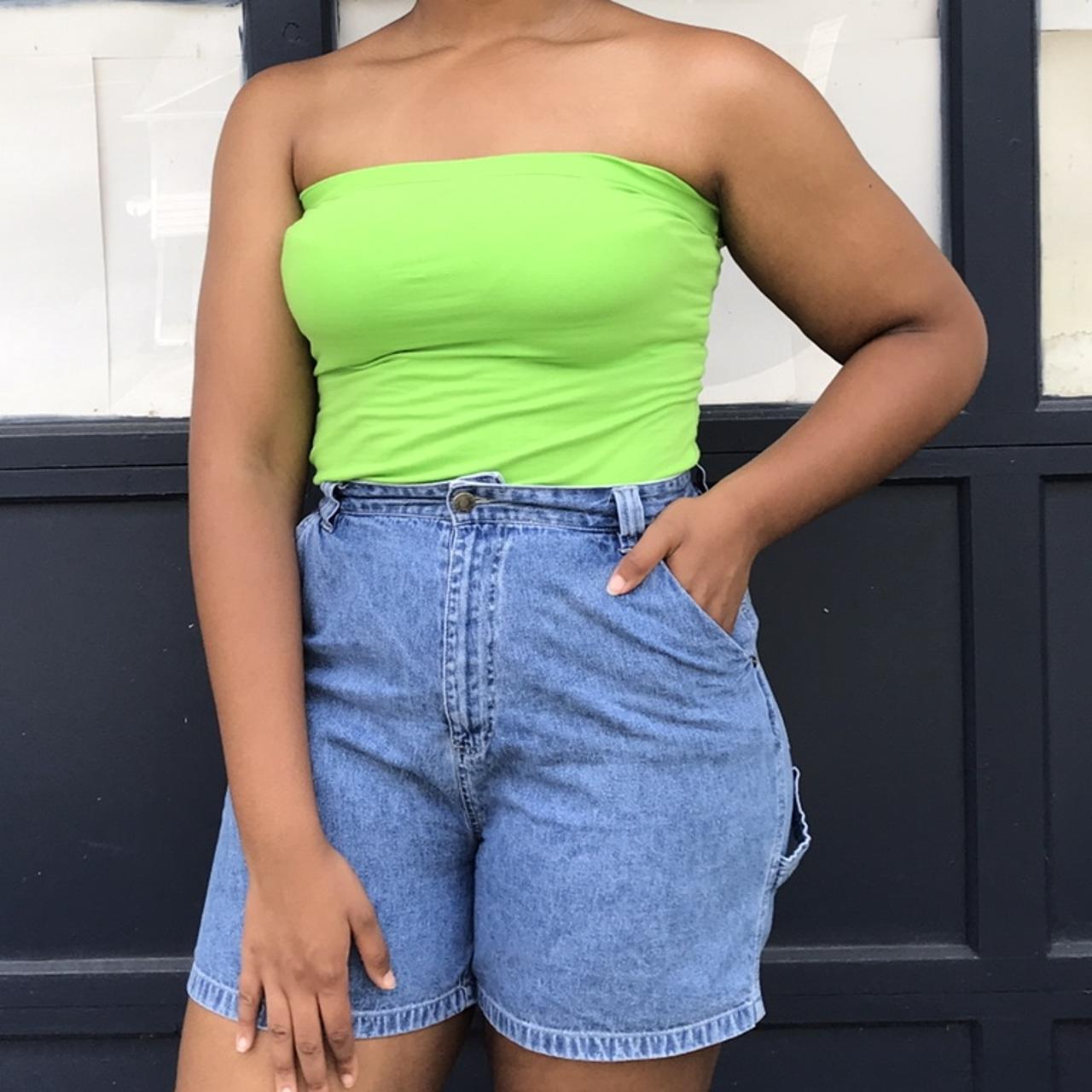 Vintage neon green tube top. A great piece to add to... Depop
