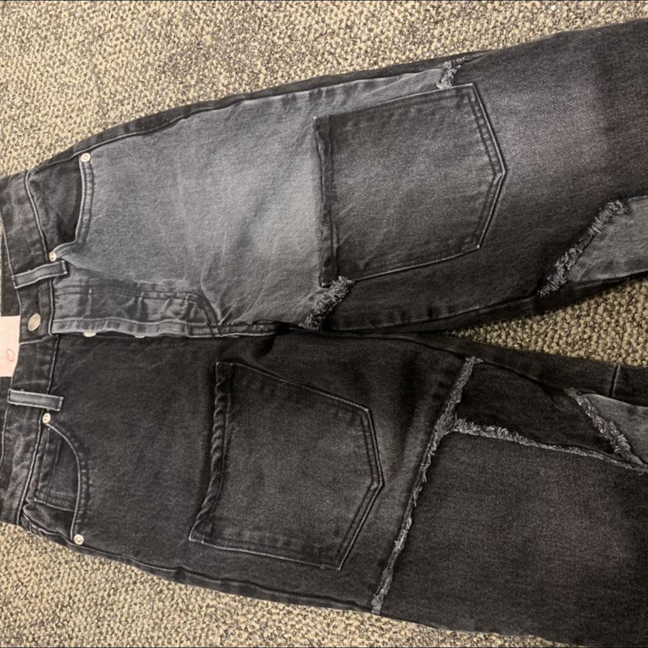 revice denim black patch work jeans revice washed... - Depop