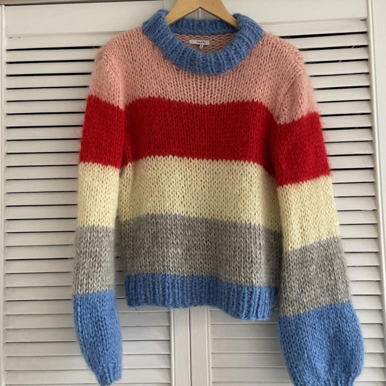 Ganni jumper 💫 multicoloured stripes, super cosy and... - Depop