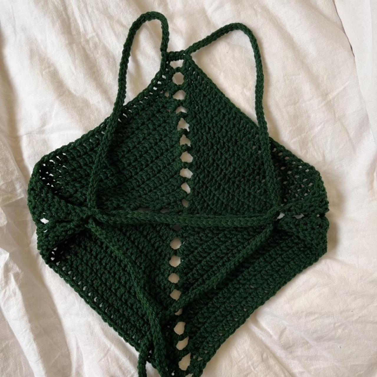 Cut out crochet top. Under boob cut out. Fairy green... - Depop