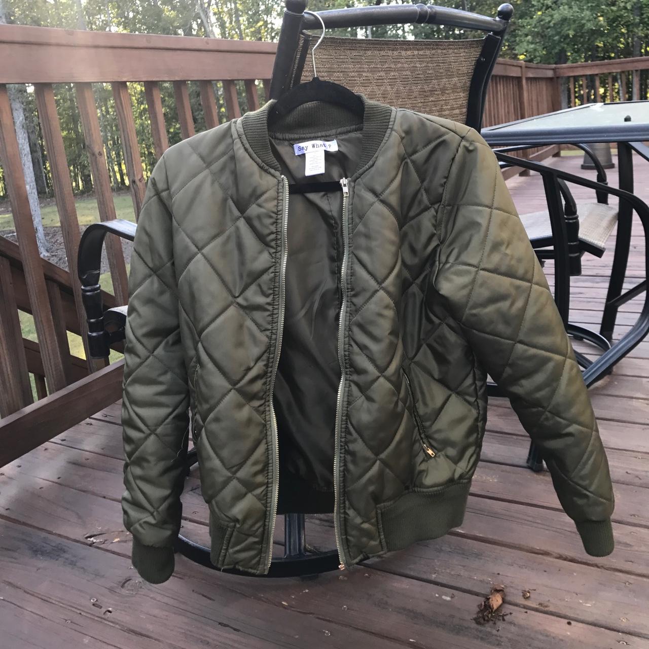 olive green bomber jacket, perfect for the fall,... - Depop
