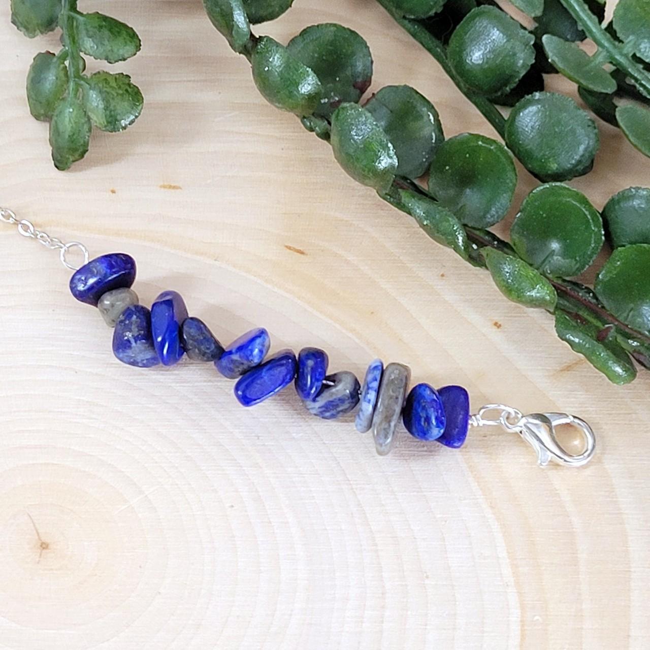 Product Image 1 - Gemstone beaded anklet.
Polished Lapis Lazuli