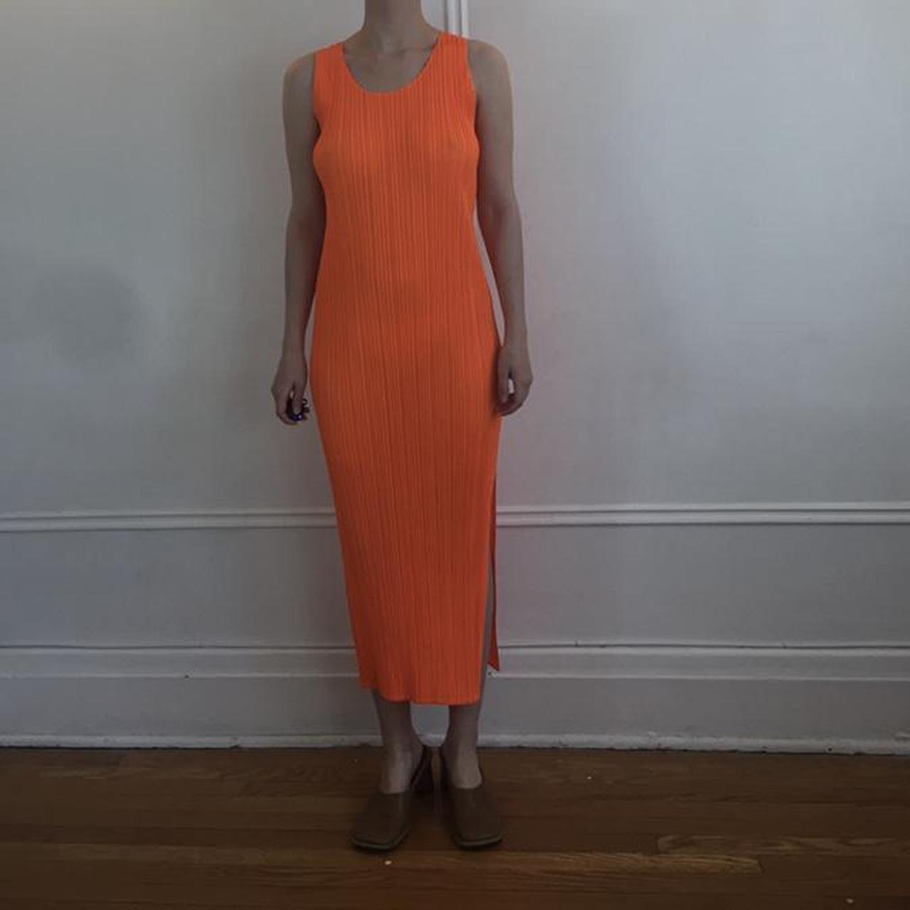 Pleats Please Orange Dress Issey Miyake Pleats... - Depop