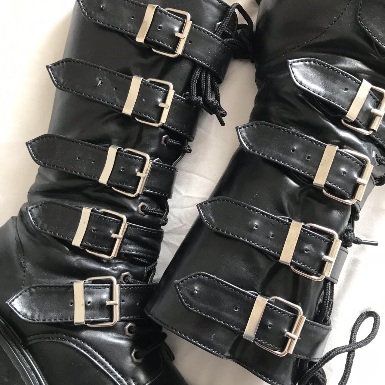 Demonia Swing-220 ☠️🖤 Black faux leather boots with... - Depop