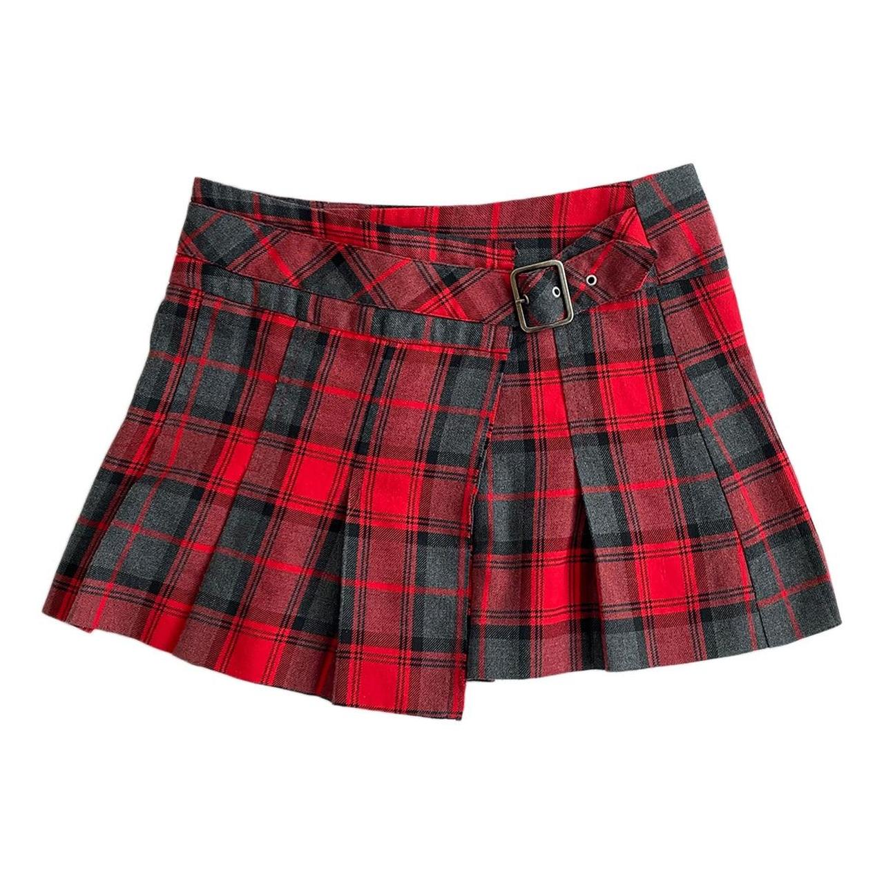 Sexy vintage tartan pleated mini wrap skirt... - Depop