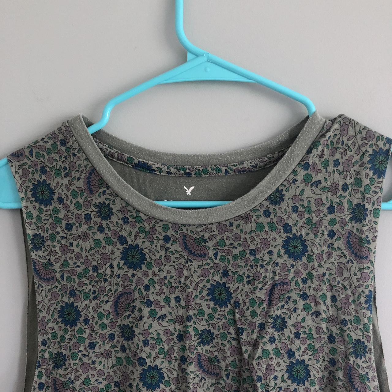 Olive Green Floral Print Tank Top. The material for... - Depop