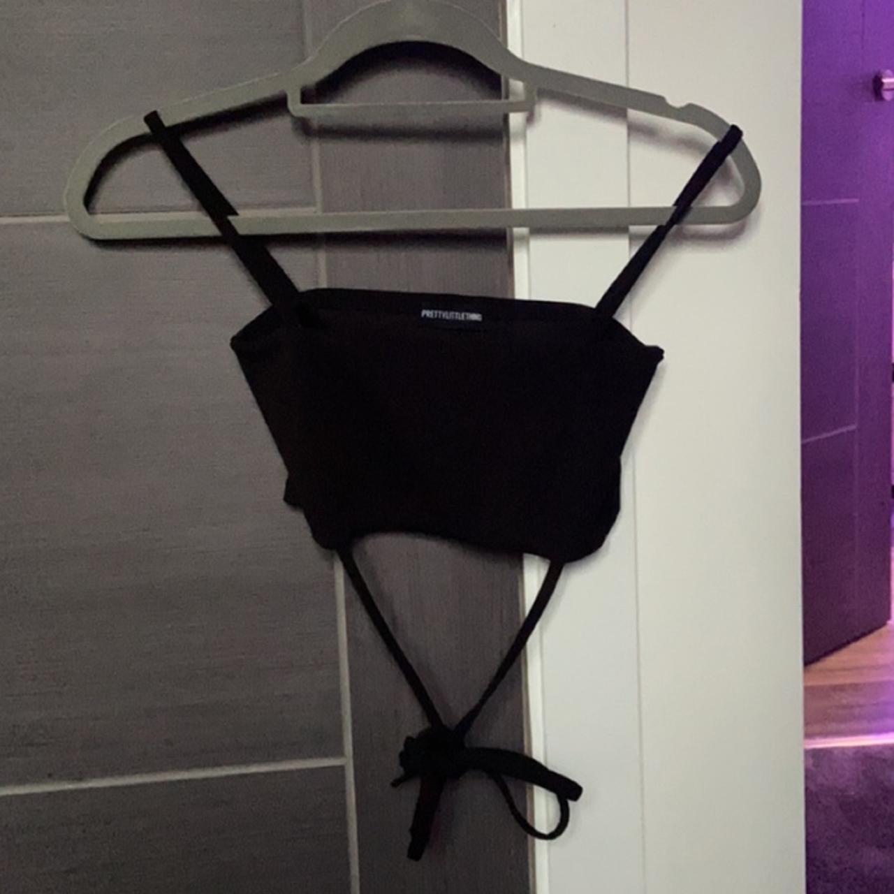 Black cross body crop top Perfect condition Size 4... - Depop