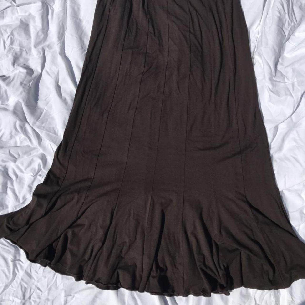 Brown maxi skirt with slight uneven hem when... - Depop