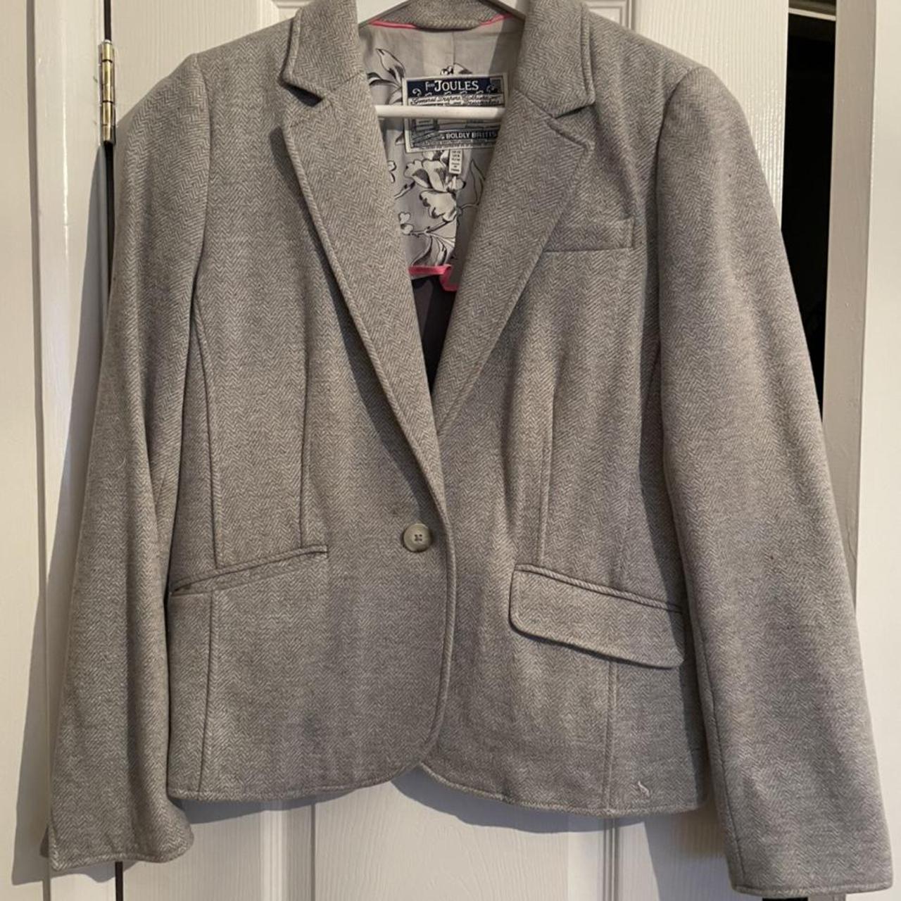 Grey tweed joules blazer Flower detail on the cuff... - Depop