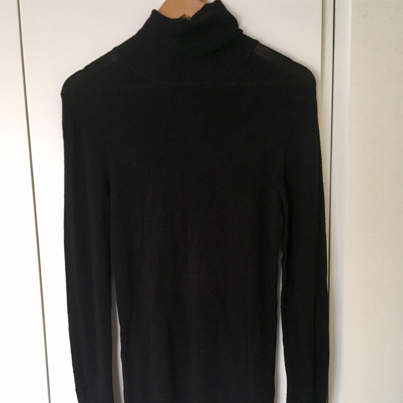 H&M / Primark Black merino wool Jumper turtle polo... - Depop