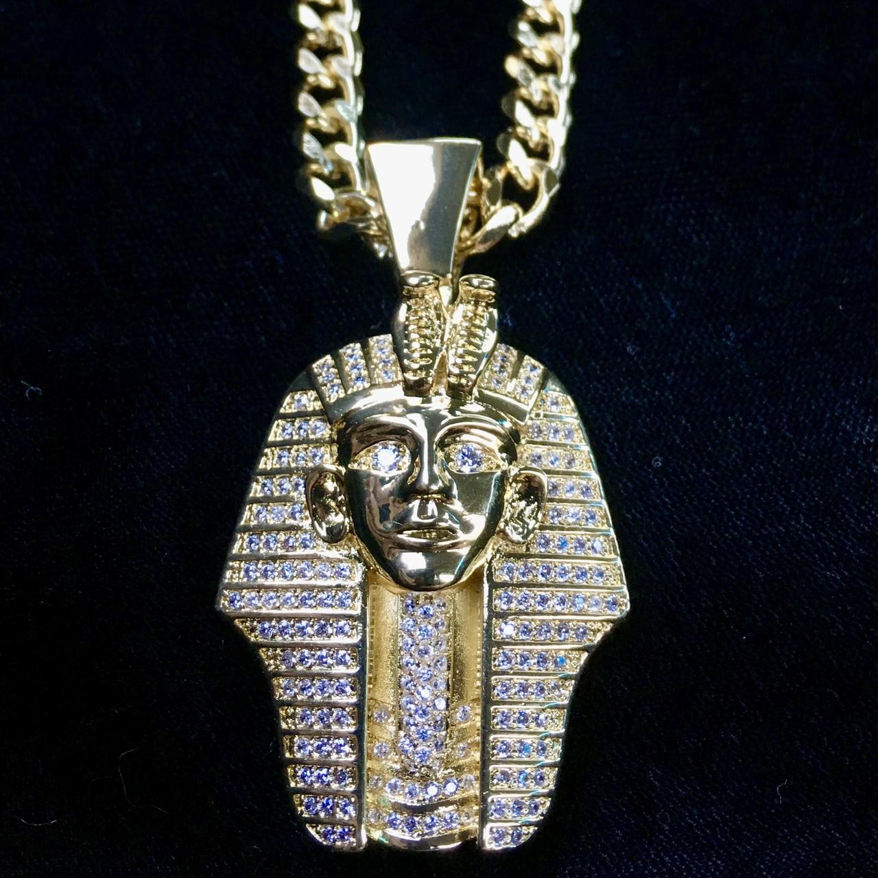 PHARAOH shops DIAMONDS CZ 18K GOLD CHAIN ITALY