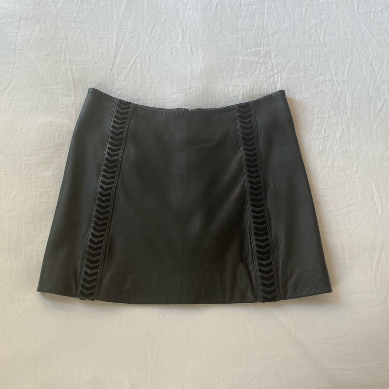 100% leather black #sezane mini skirt. Size 34/XS.... - Depop