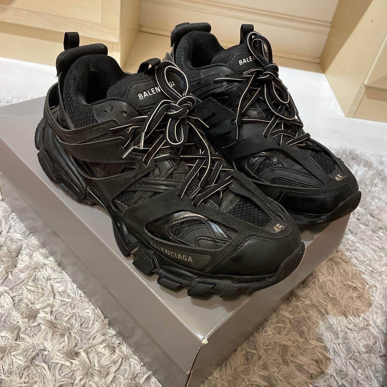 Balenciaga track runners Size 11 uk All black... - Depop