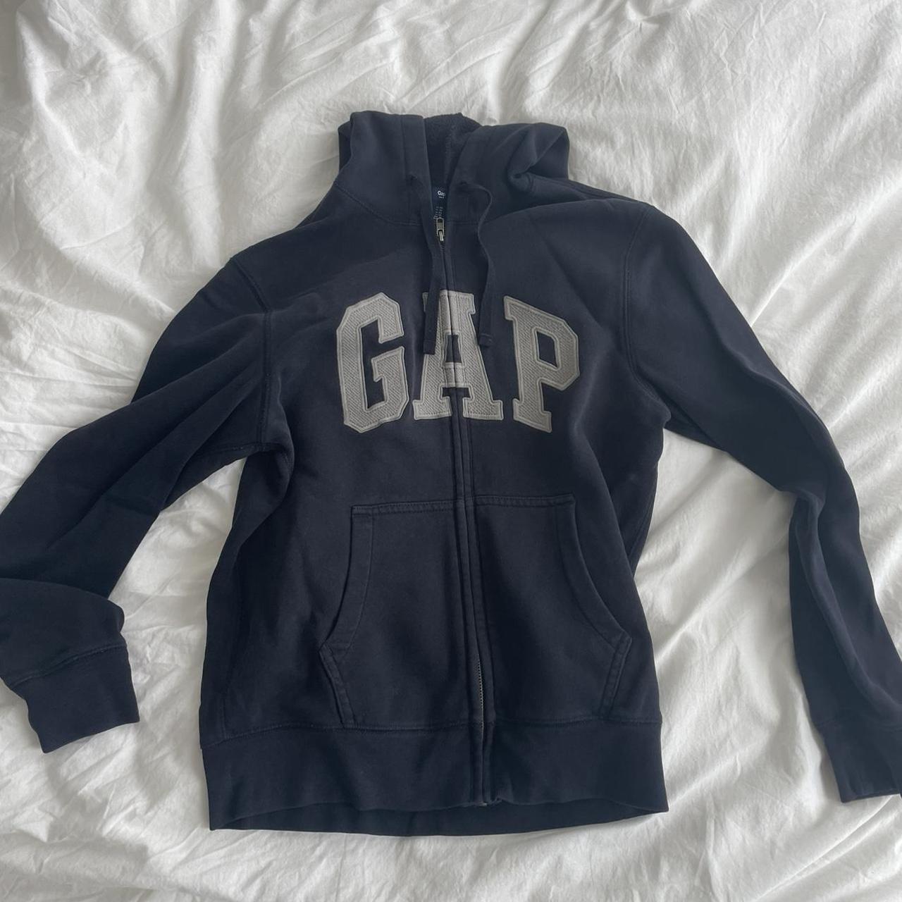 navy gap hoodie!! says size XS but would fit up to... - Depop