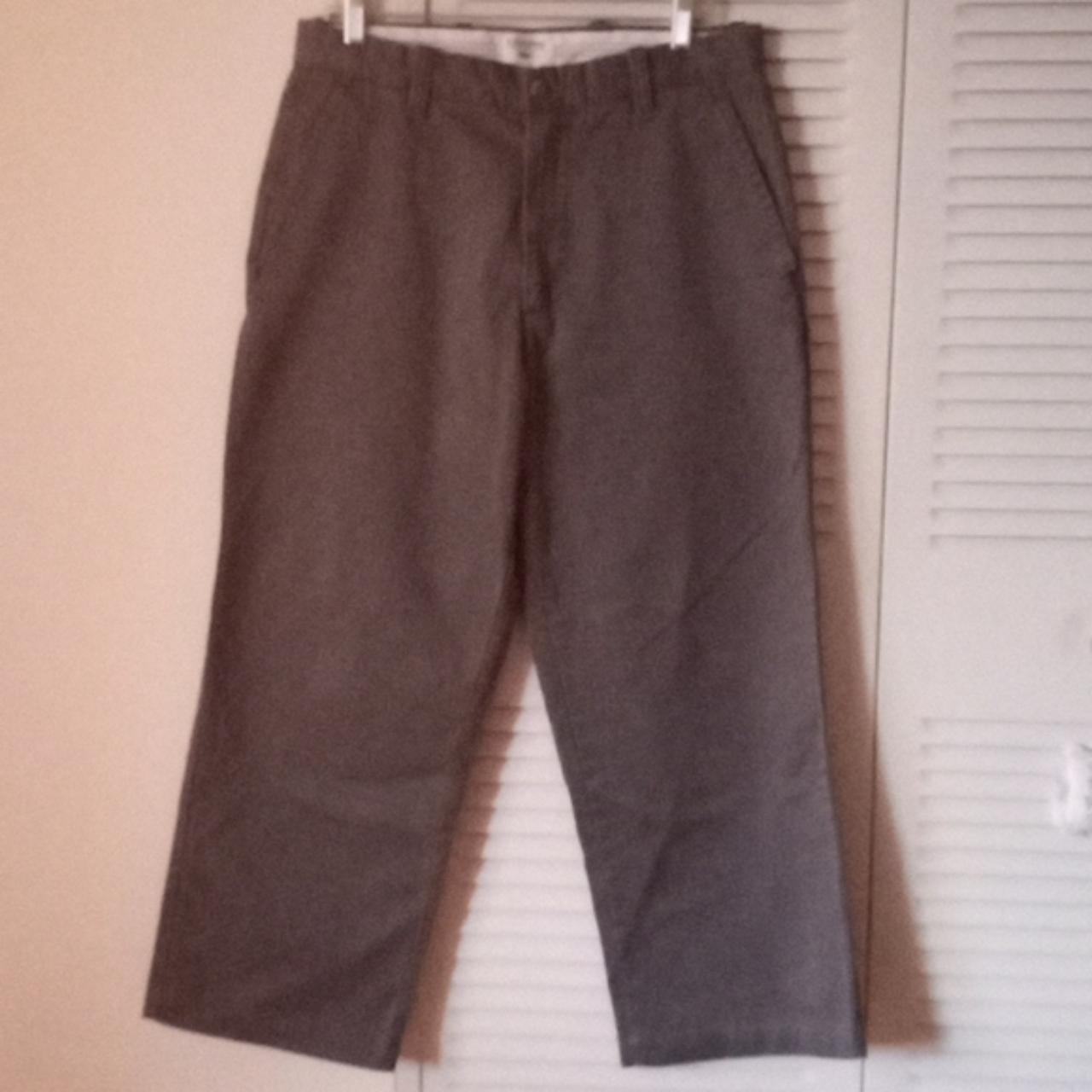 Men's Khaki pants, color is a greenish gray, flat... - Depop