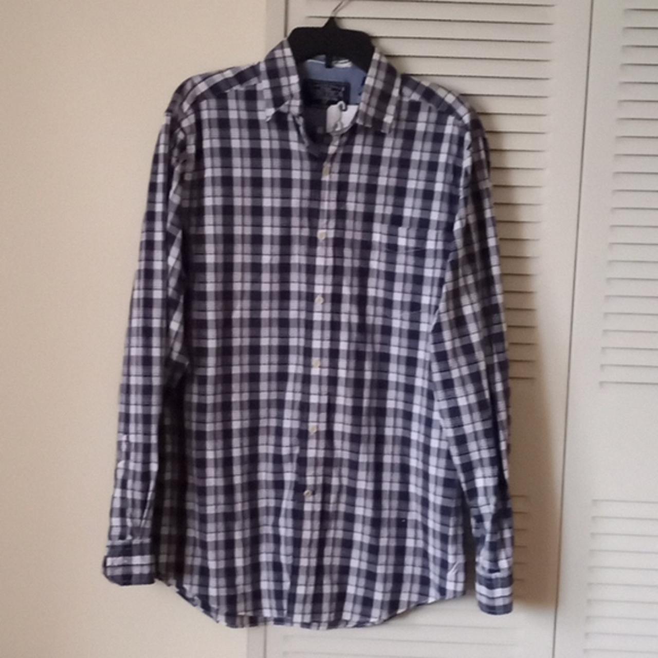 Nautica Men's Plaid Shirt: Blue and white, plaid,... - Depop