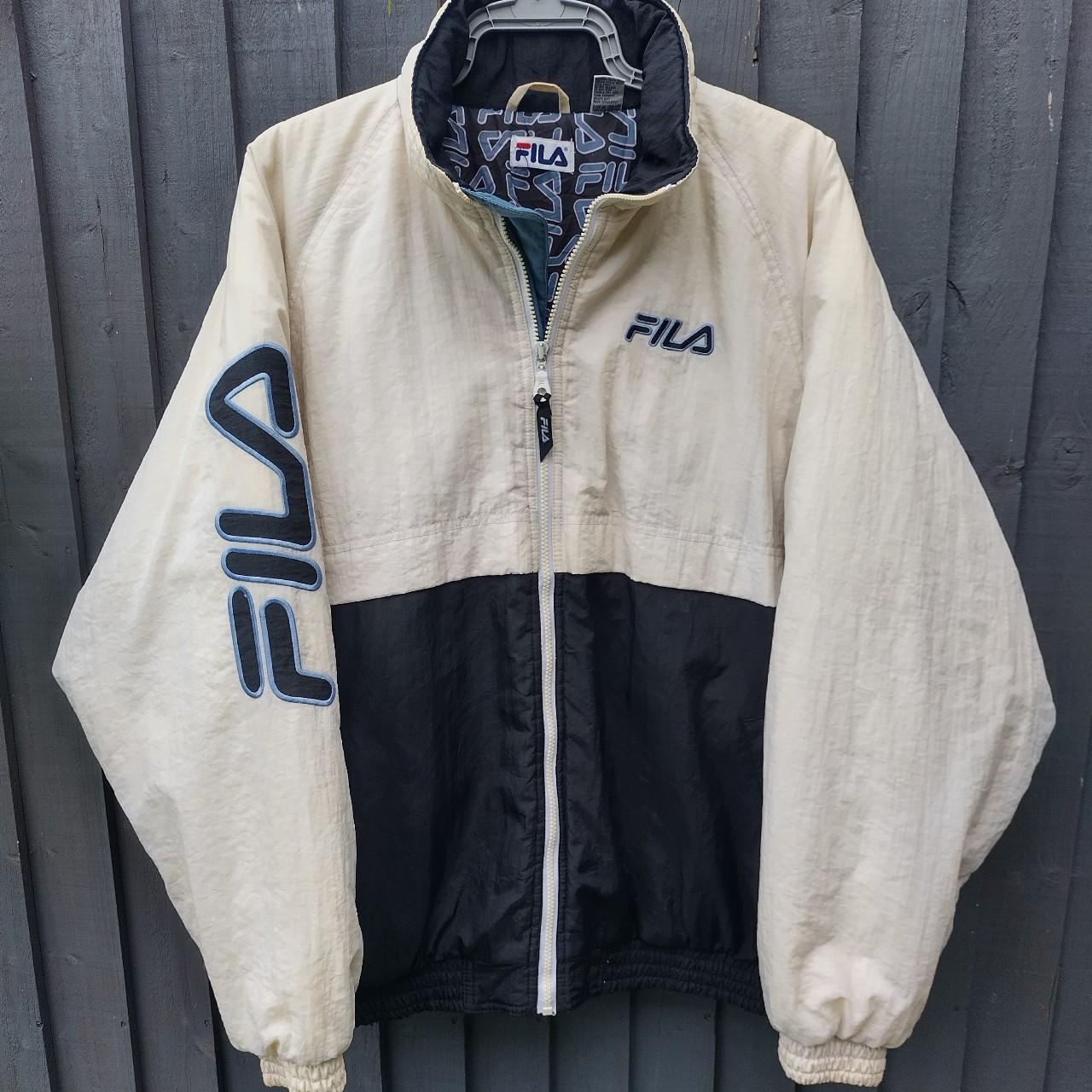 Vintage fila spellout puffer jacket coat - amazing... - Depop