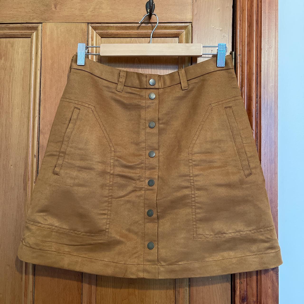 H&M suede-look A-line mini skirt with brass buttons.... - Depop