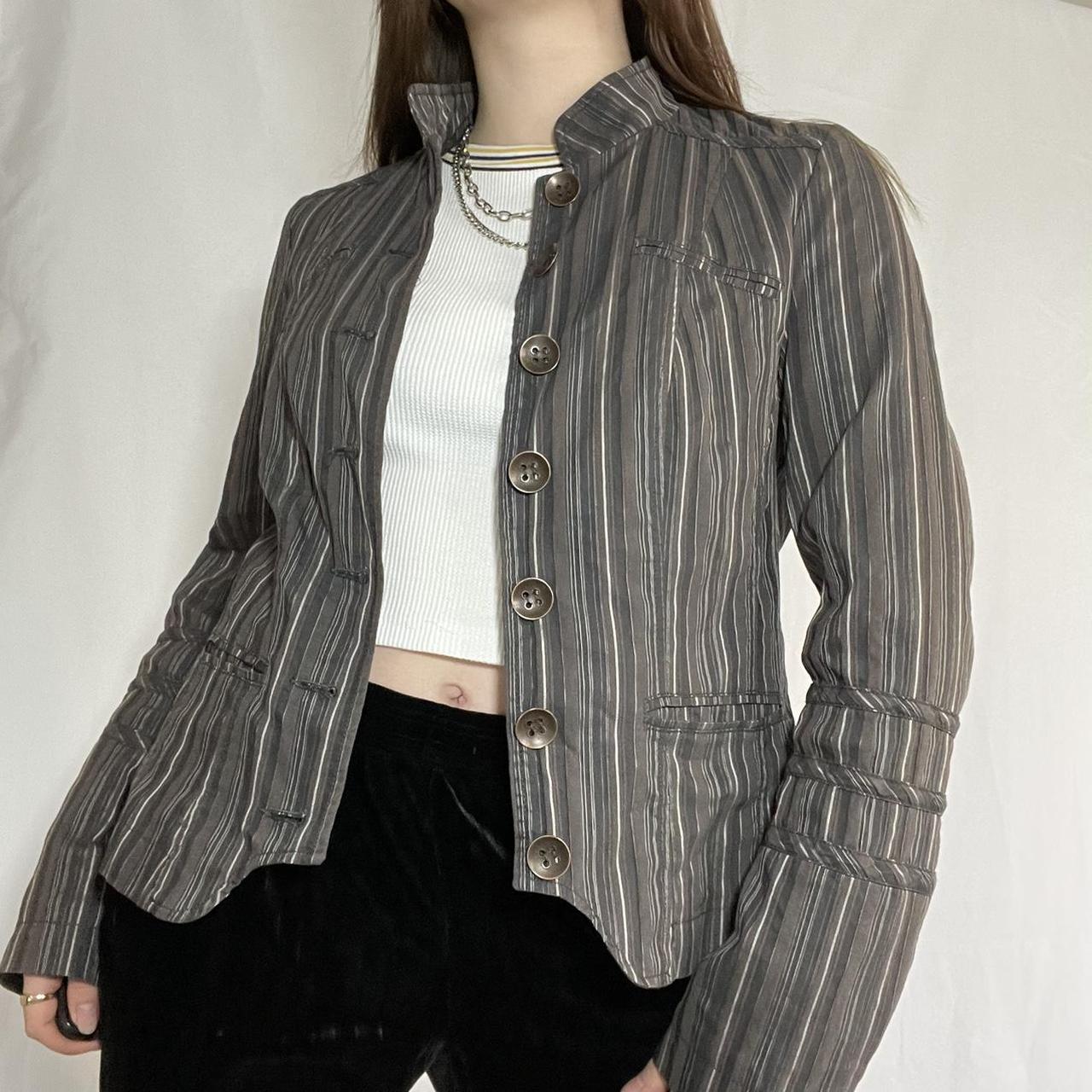 Women's Brown and Grey Jacket Depop