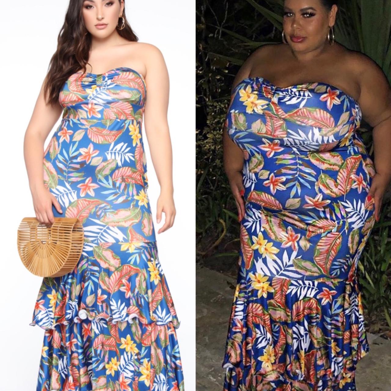 Fashion Nova tropical mermaid maxi dress size 3x. - Depop