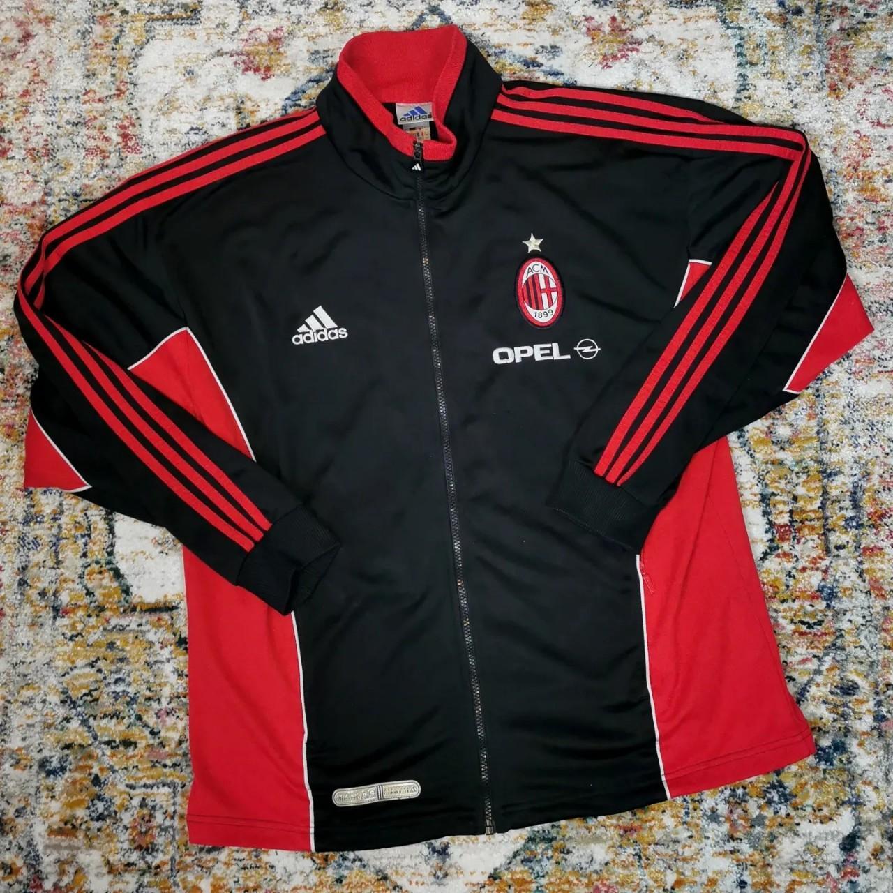AC Milan Adidas 2001 black and red zip up jacket,... - Depop