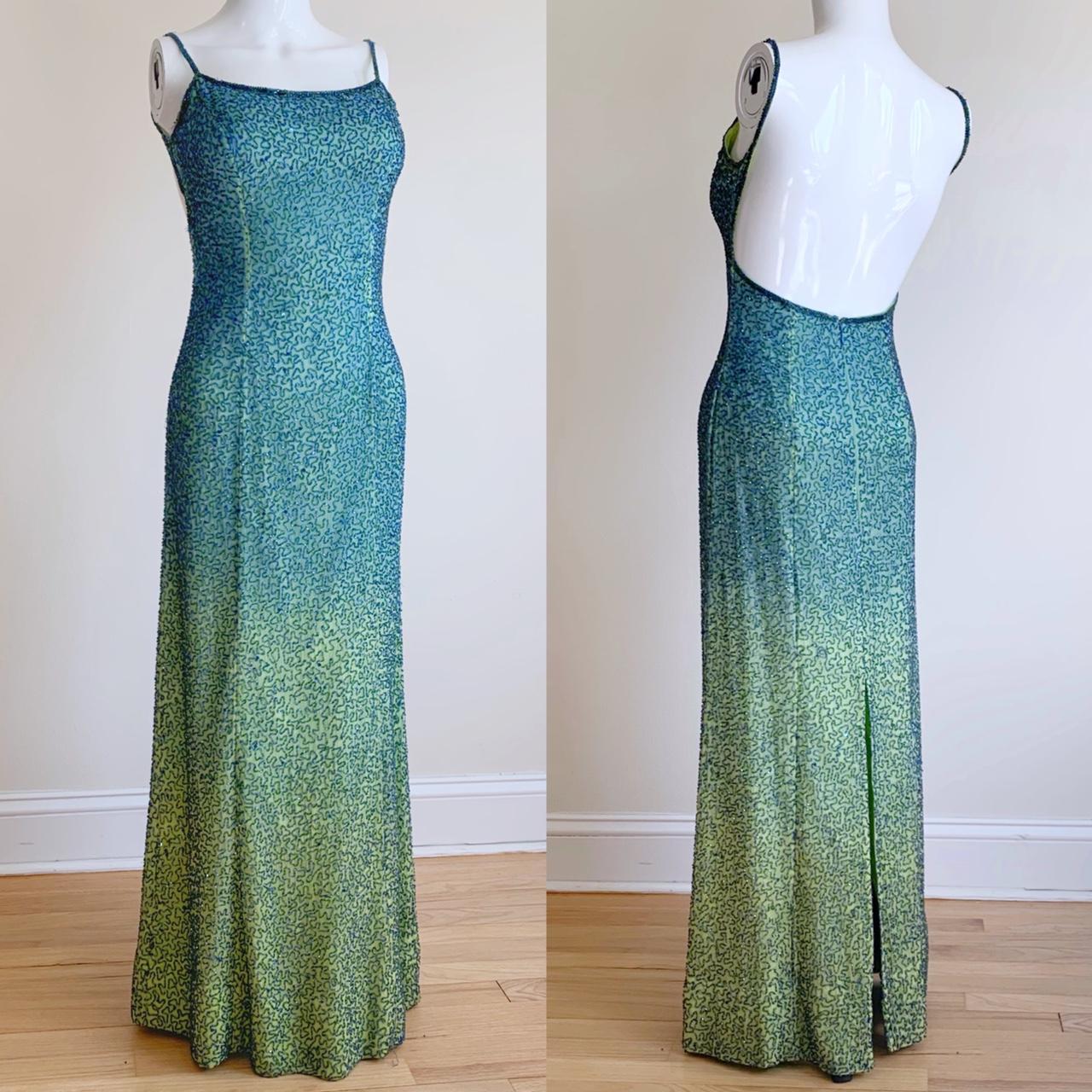 Women's Blue and Green Dress | Depop