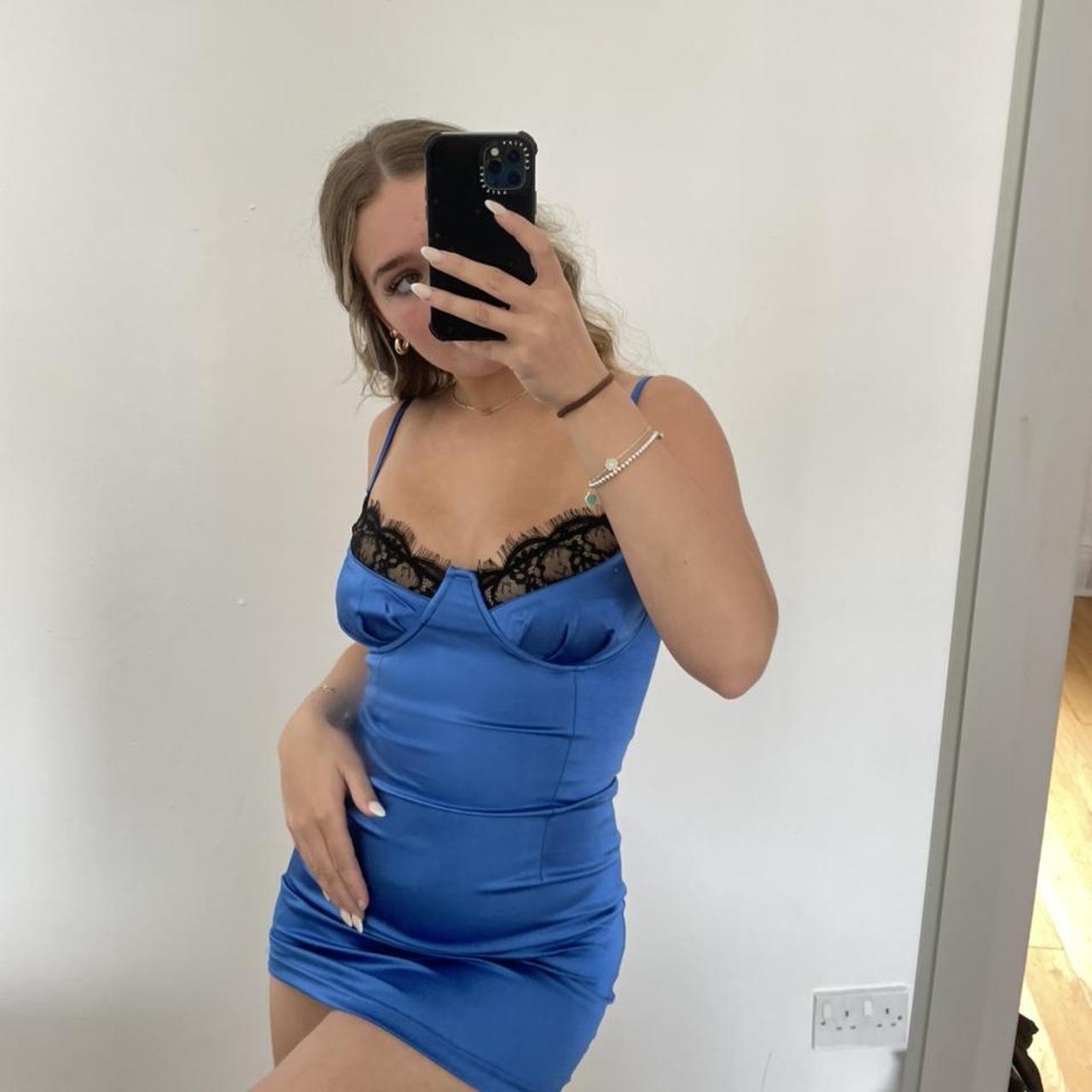 stunning-satin-electric-blue-dress-with-lace-detail-depop