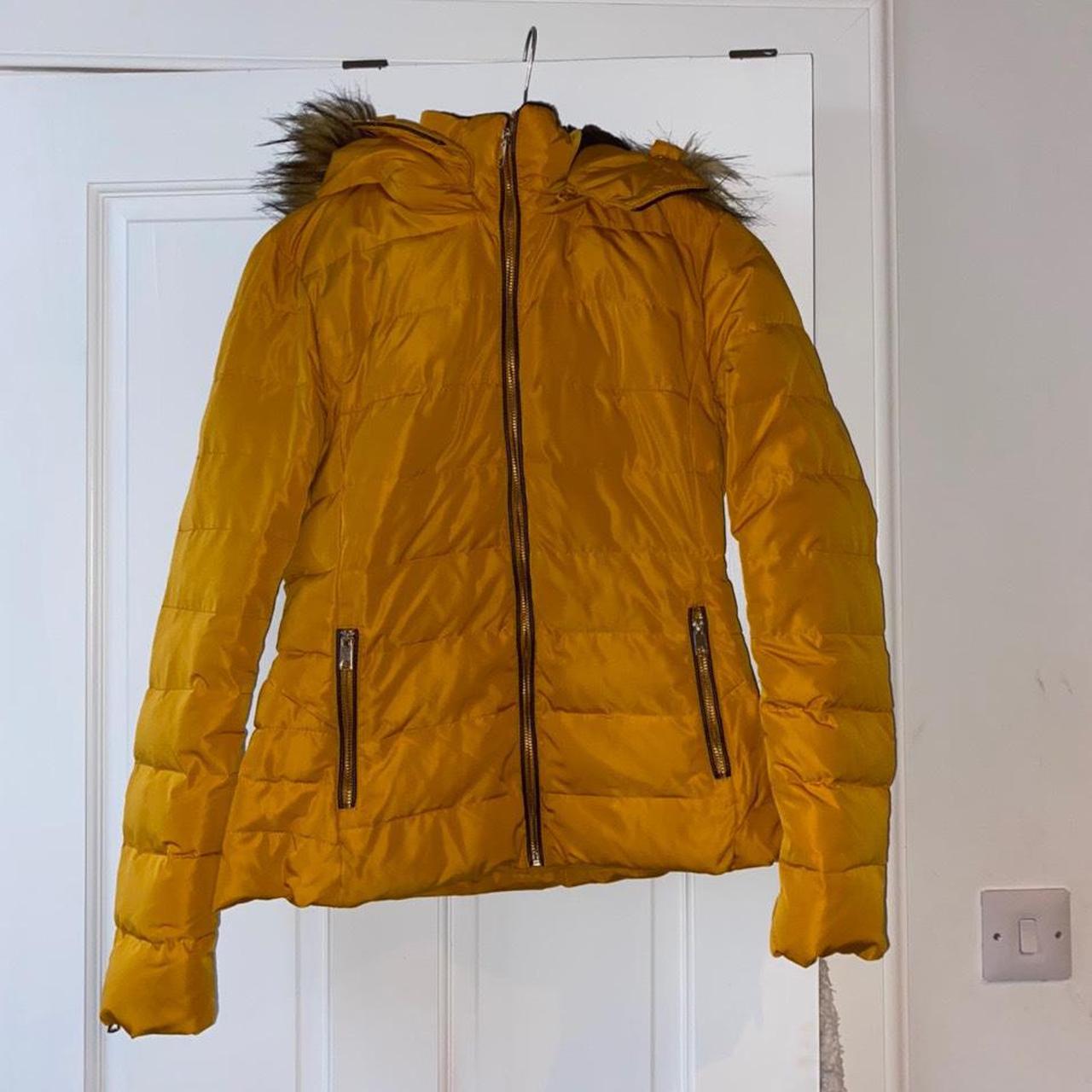 mustard puffer jacket zara