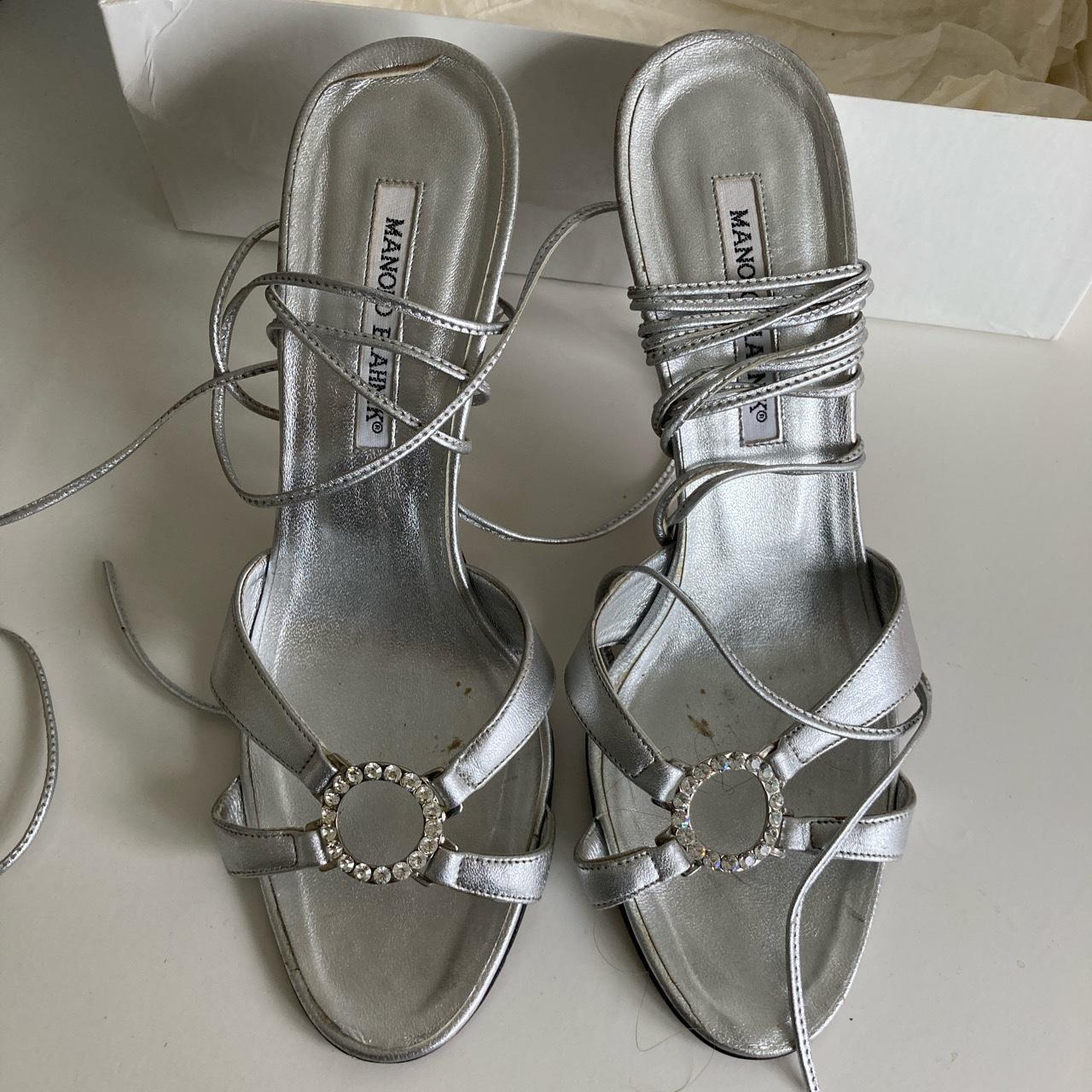 Manolo Blahnik Men's Silver Sandals | Depop