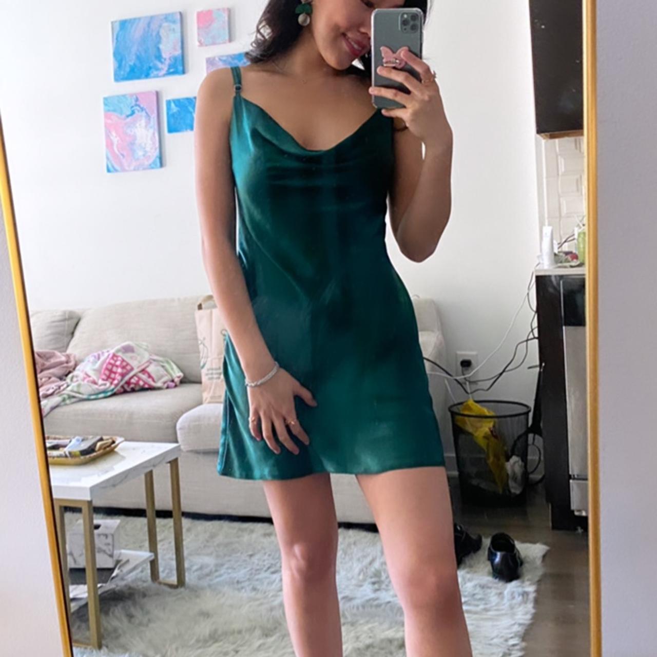 Nasty Gal green satin dress Depop