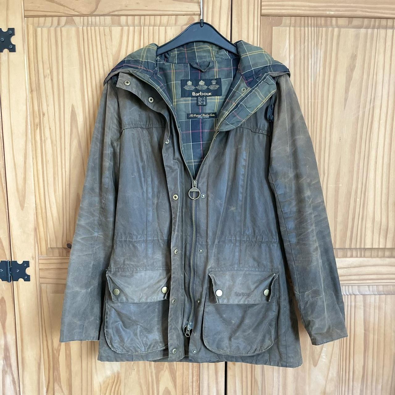 Barbour waxed jacket size 8 in traditional parka... Depop