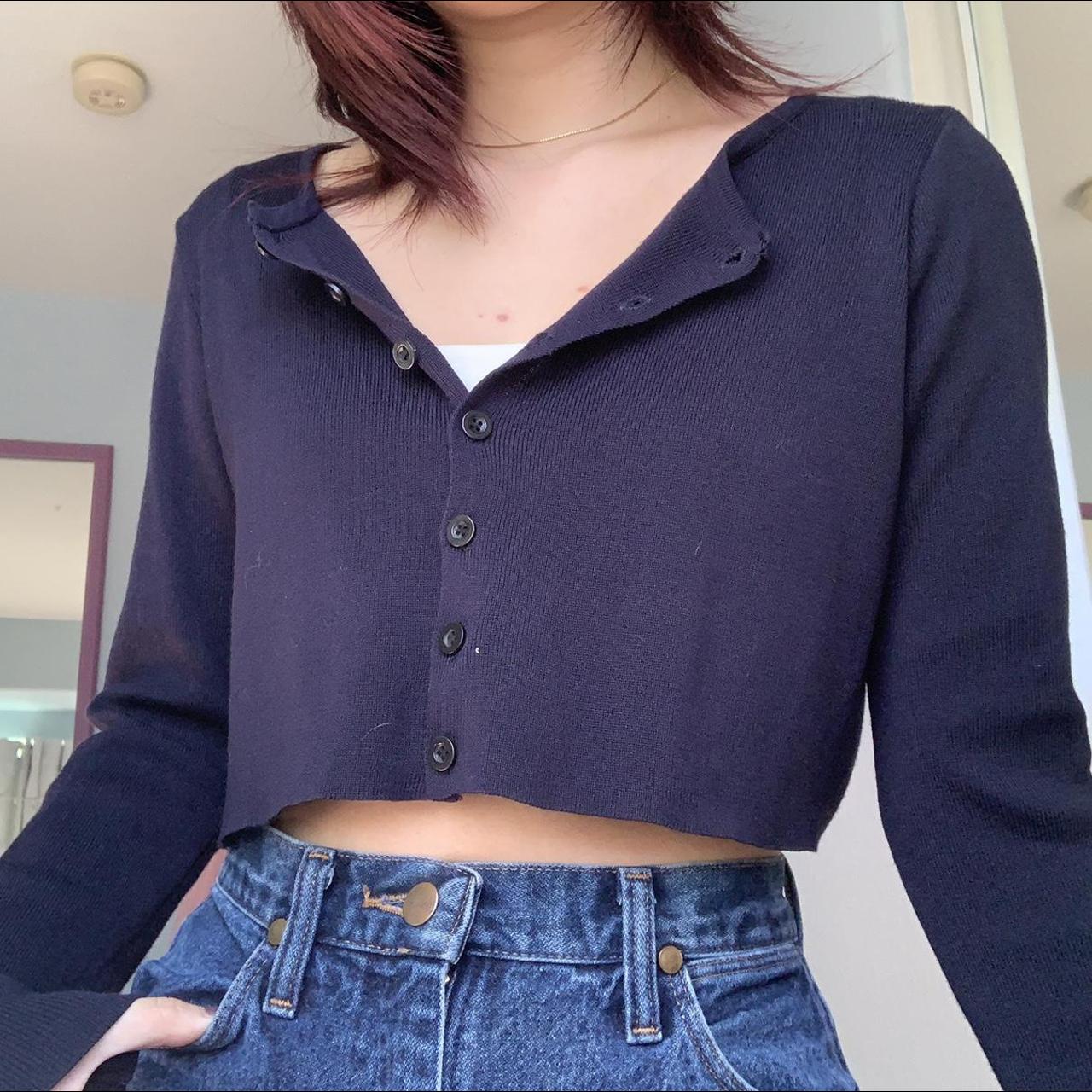 navy button up cardigan