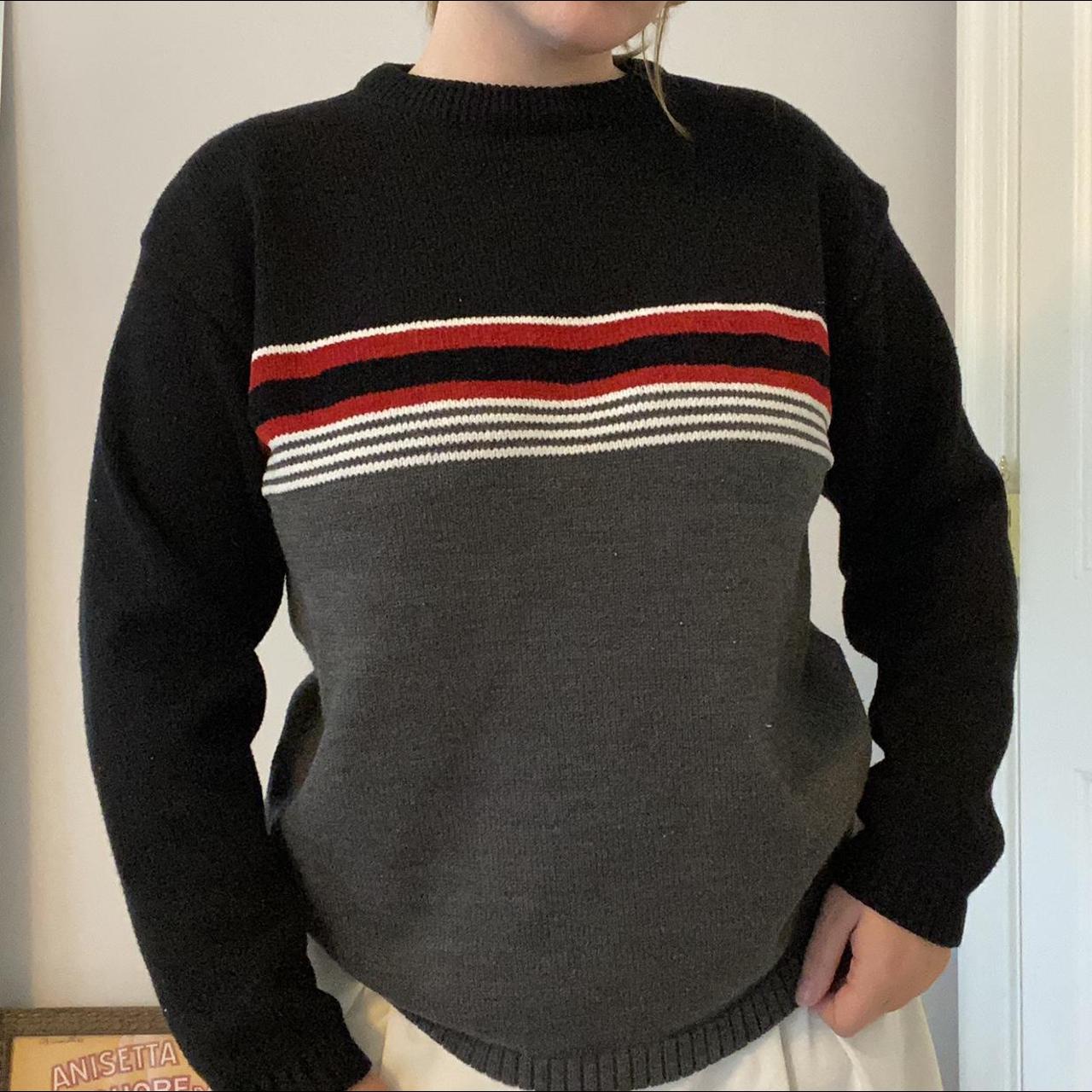 striped sweater. Oversized knit chunky sweater. Has... - Depop