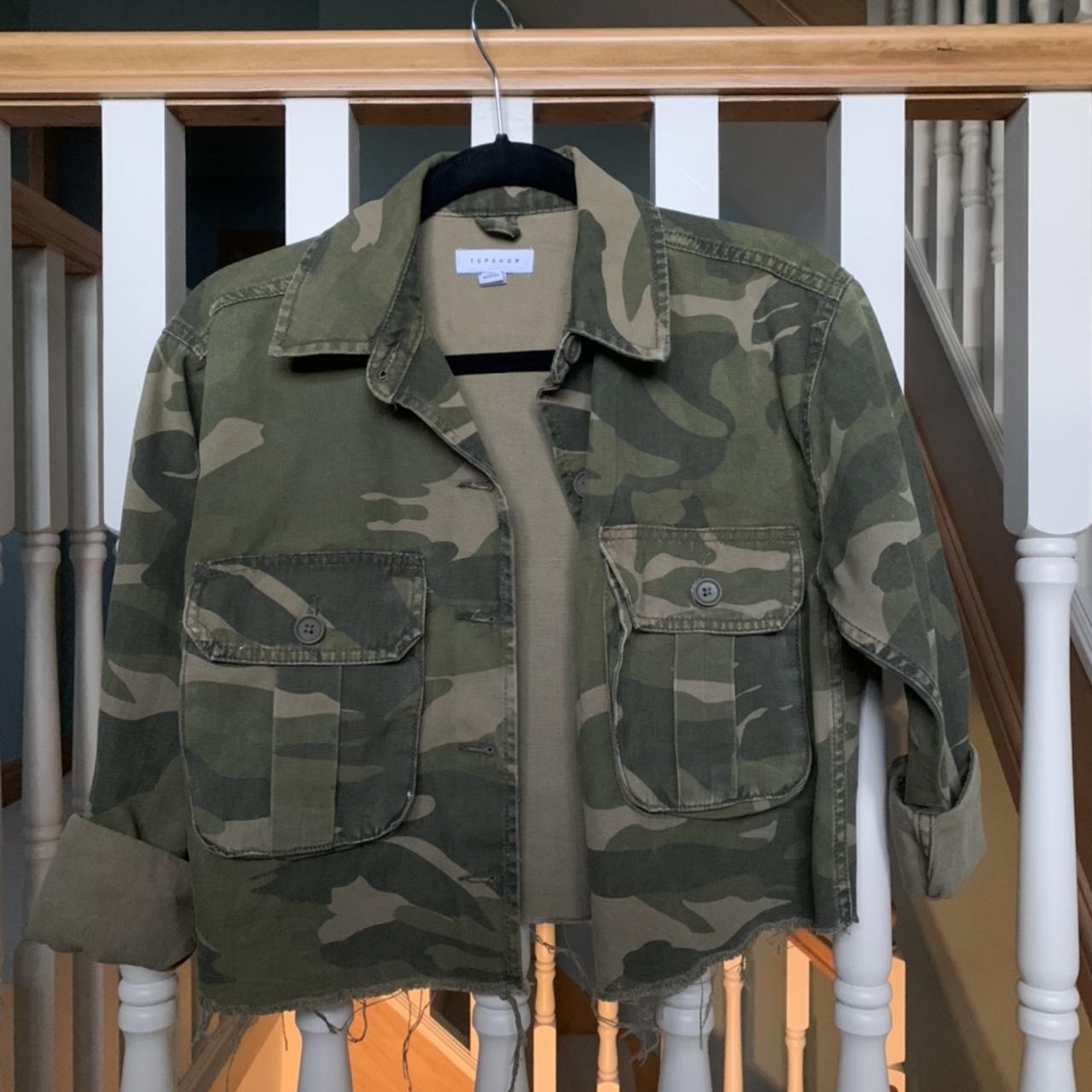 Topshop cropped camo on sale jacket