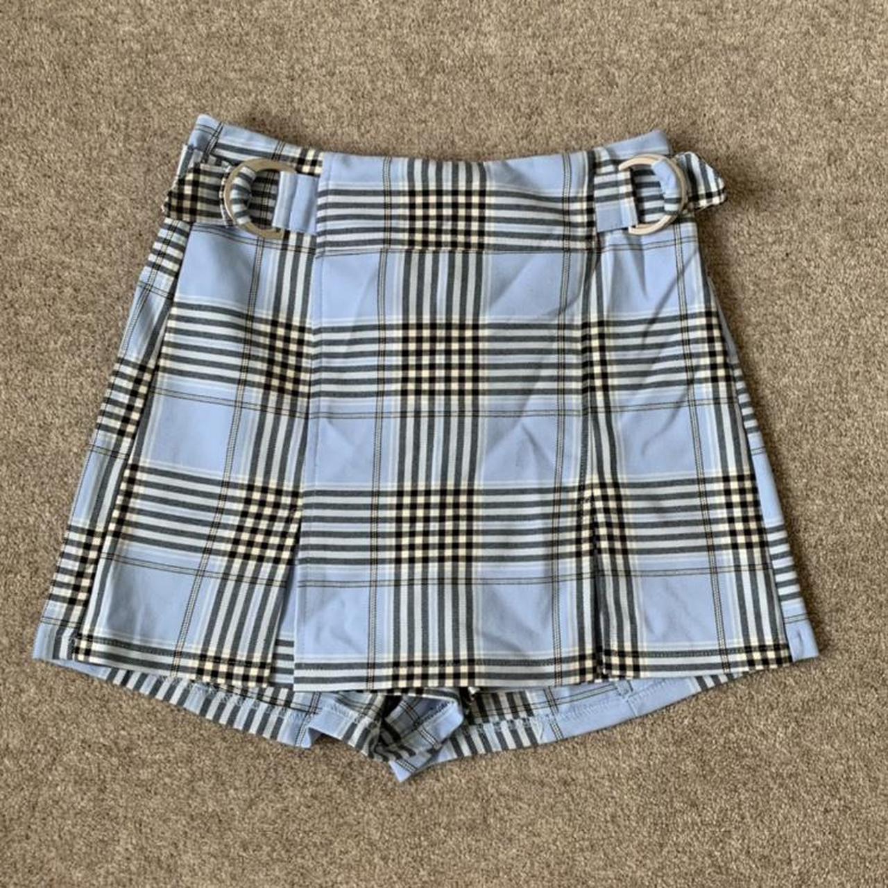 Bershka - blue tartan skort💙in amazing condition as... - Depop