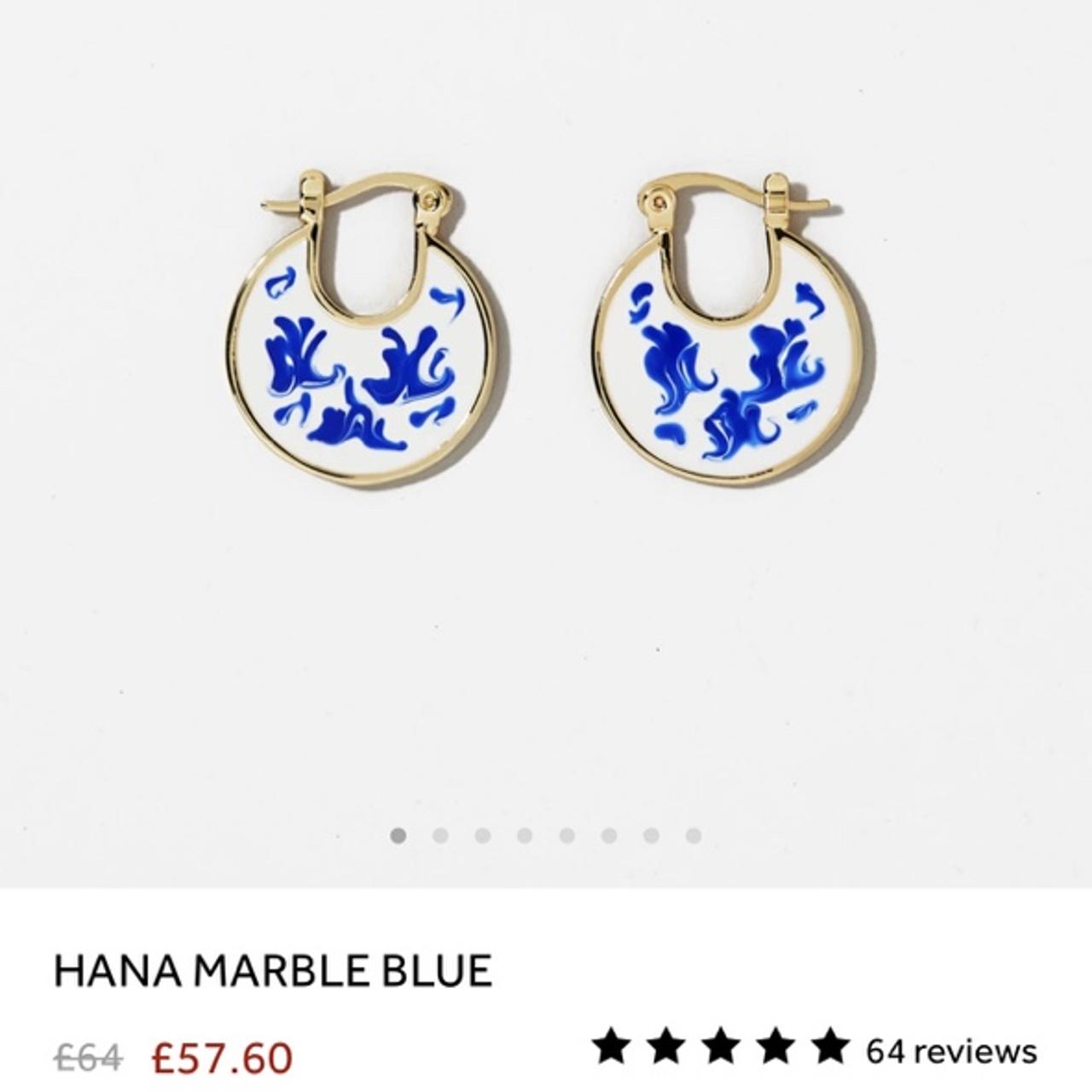 40 HANA MARBLE BLUE ENAMEL EARRINGS Depop