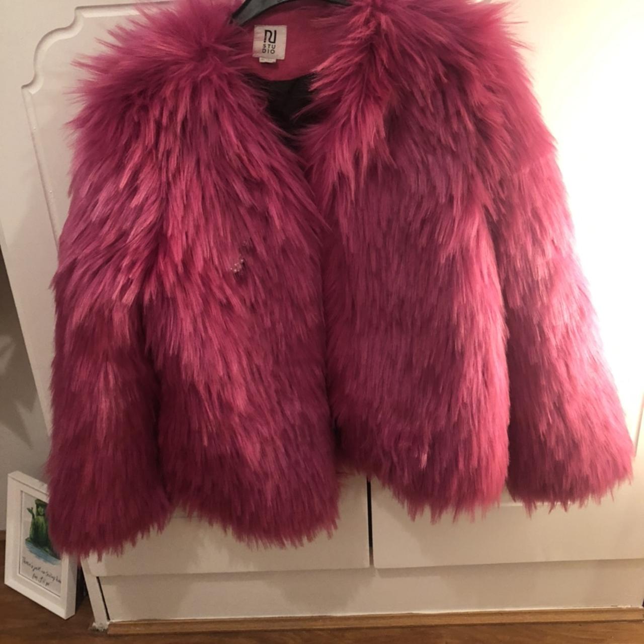 River island pink fur coat online