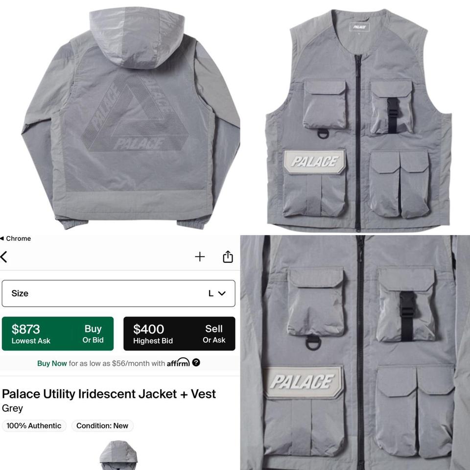 Palace SS19 Utility Iridescent Jacket + Vest in Grey... - Depop